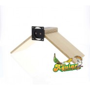 Perchoir en bois avec système de fixation tournante